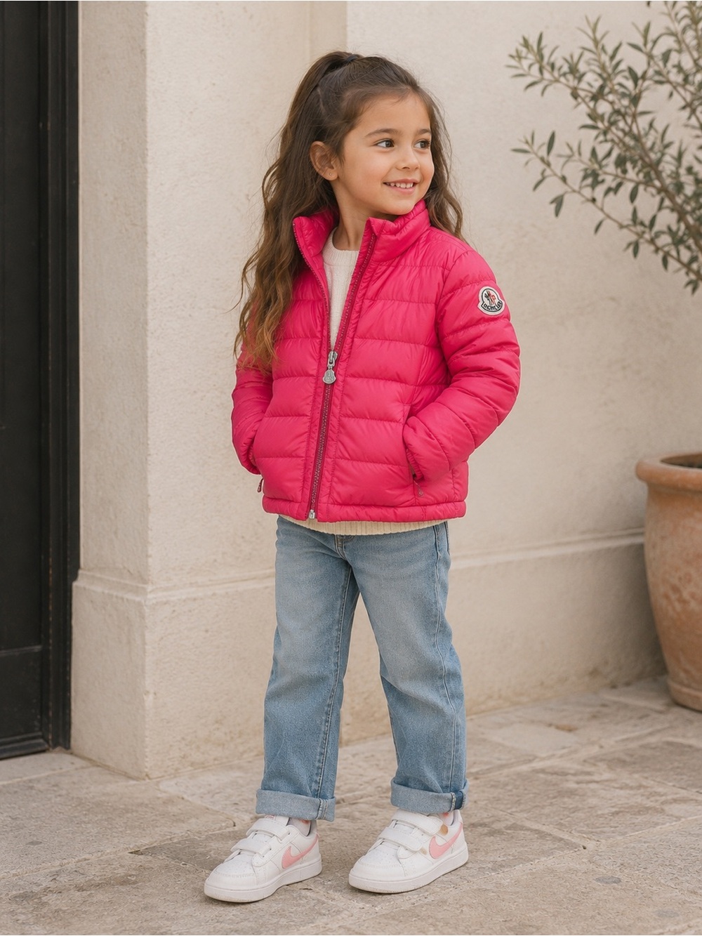 Moncler Kids Pink Puffer Jacket